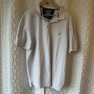 Nautica Competition Performance Polo Shirt White Stretch Short Sleeve Men XXL